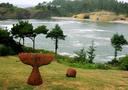 Whales tail sculpture along the Oregon coast alludes to the regions whaling past.